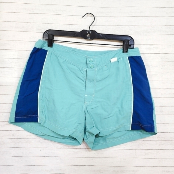 L.L.BEAN OUTDOOR HYBRID SHORT AQUA & NAVY, SZ 14 - Picture 1 of 10